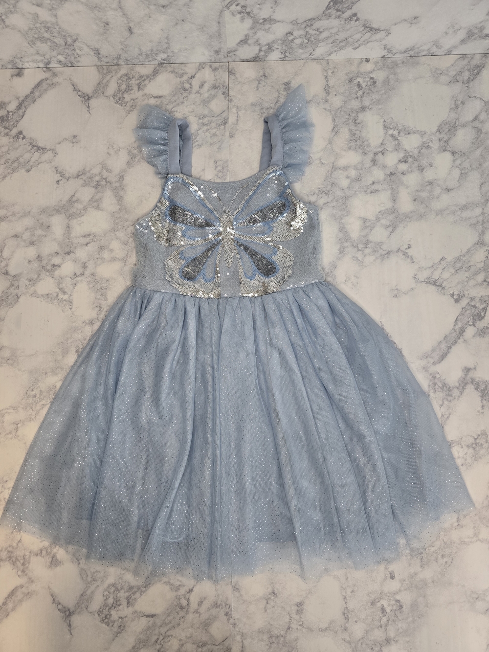 lilt Sparkling Light Blue Butterfly Tulle Dress Size 6